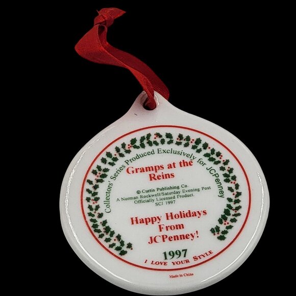 Norman Rockwell "Gramps At The Reins" 1997 Collectible Holiday Ornament JCPenney - Picture 2 of 4